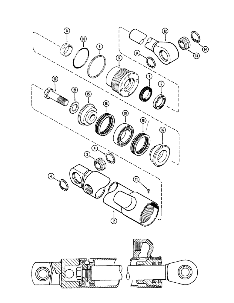 Схема запчастей Case 33 - (342) - G32265 3-POINT HITCH PITCH CYLINDER, 2-1/2" DIA. CYLINDER W/2-7/8" STROKE W/SPLIT PISTON 