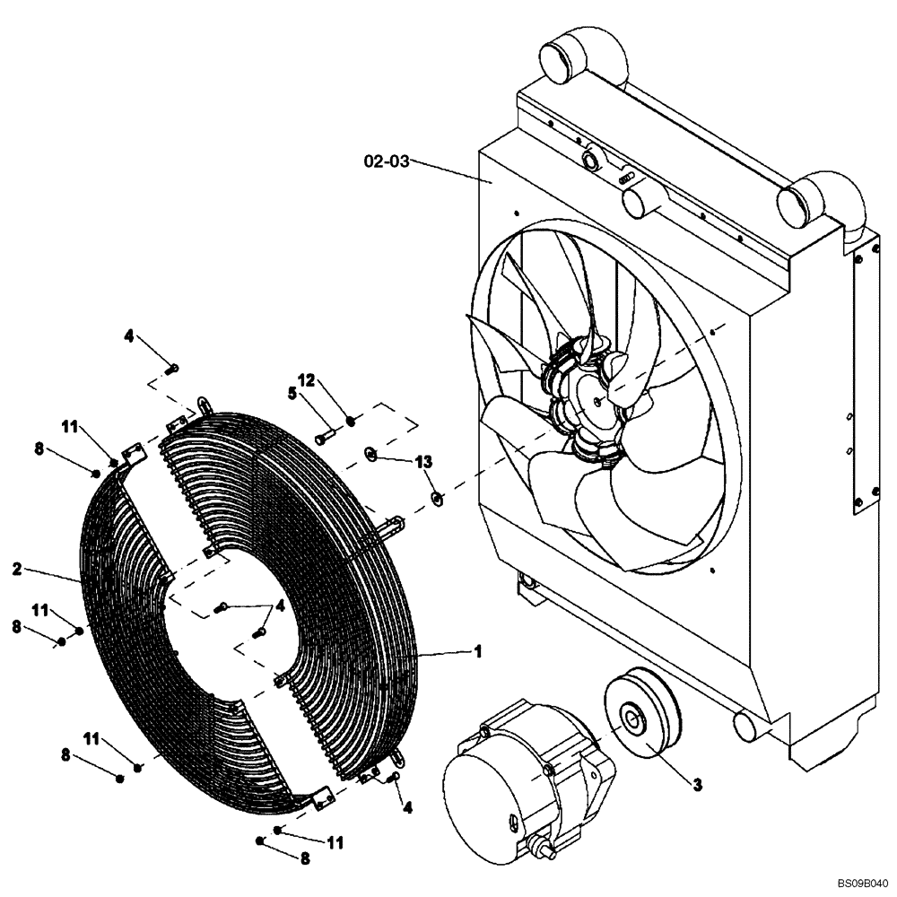 Схема запчастей Case SV210 - (02-06[01]) - GUARD, FAN (GROUP 591) (ND138841) (02) - ENGINE