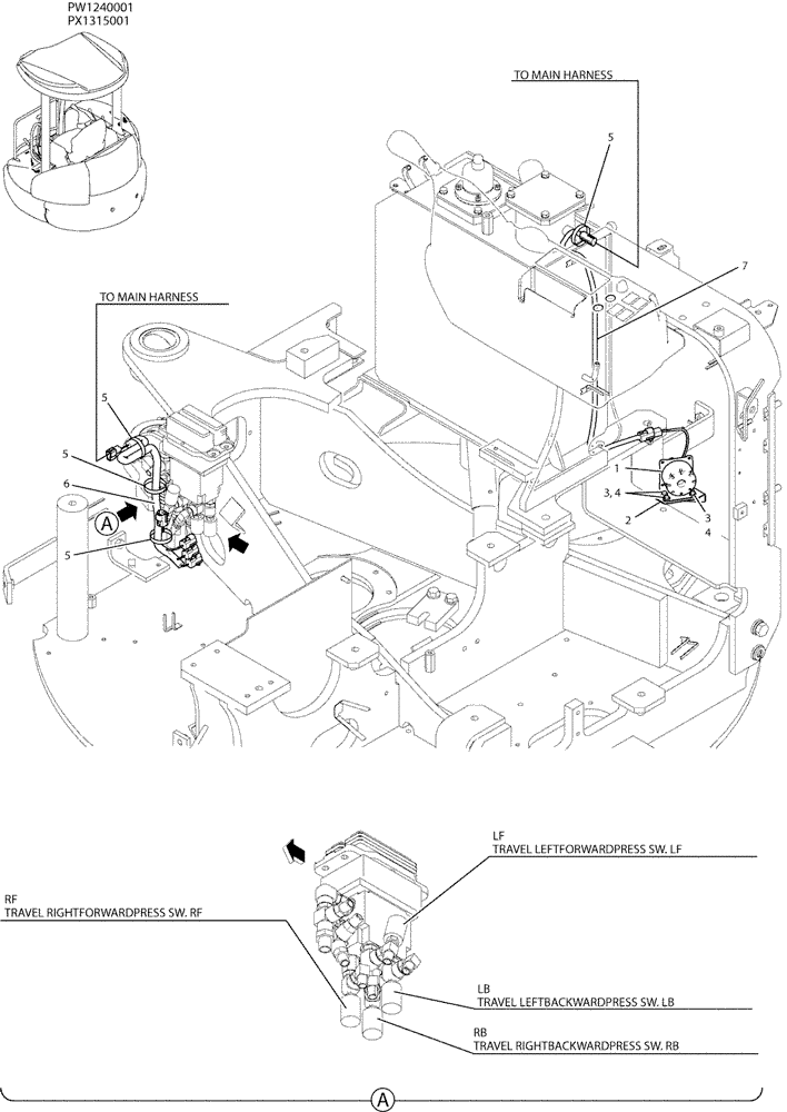 Схема запчастей Case CX36B - (05-022) - ALARM ASSEMBLY (TRAVEL ALARM) (PW53E00006F1) (55) - ELECTRICAL SYSTEMS