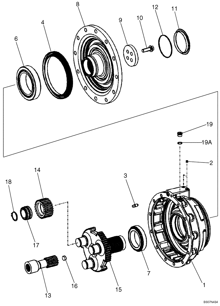 Схема запчастей Case 521E - (06-22E) - AXLE, FRONT - HUB, PLANETARY (06) - POWER TRAIN