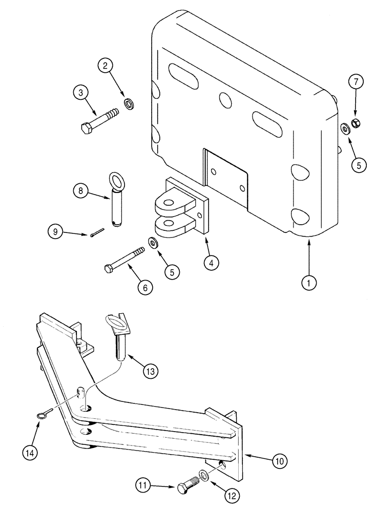 Схема запчастей Case 650H - (09-07) - COUNTERWEIGHTS, REAR DRAWBAR (09) - CHASSIS