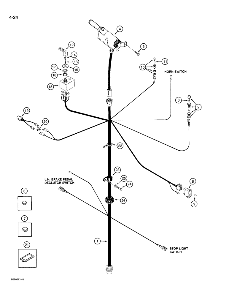 Схема запчастей Case 721 - (4-24) - HARNESS - PEDESTAL, *PRIOR TO P.I.N. JAK0022758 (04) - ELECTRICAL SYSTEMS