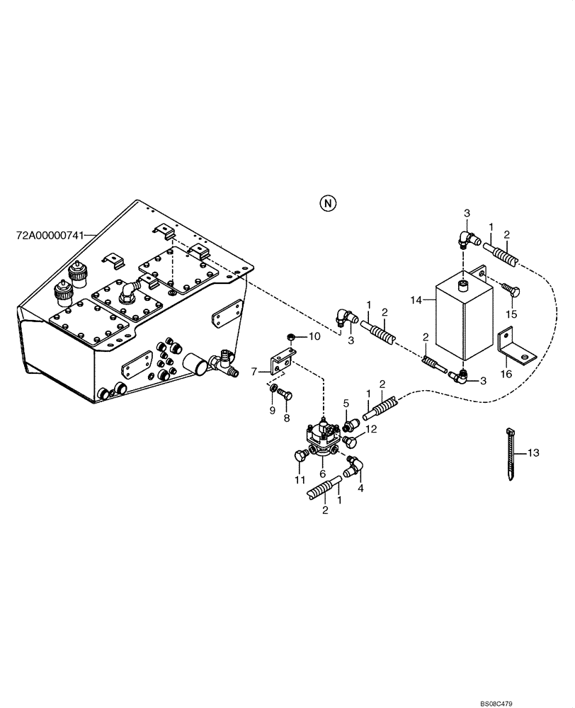 Схема запчастей Case 335B - (49A04011027[001]) - OIL SEPARATOR, FRONT FRAME ( N ) PNEUMATICS (87751070) (09) - Implement / Hydraulics / Frame / Brakes