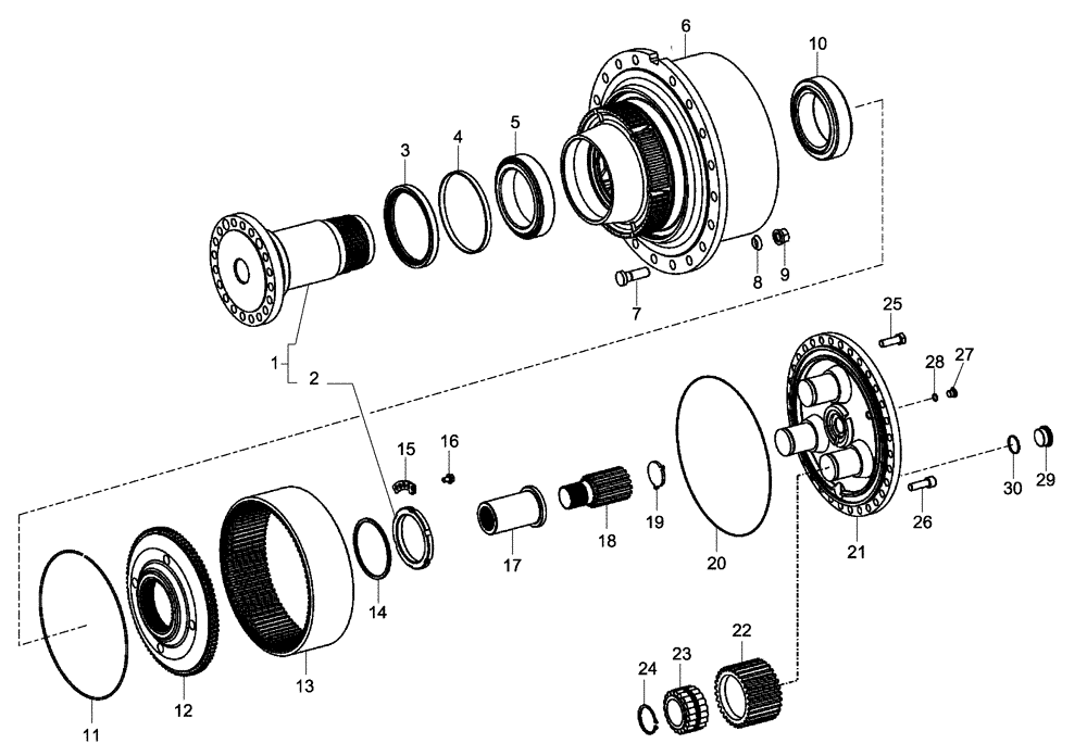 Схема запчастей Case 340B - (33A00000737[001]) - WHEEL REDUCTION GEAR, REAR AXLE (87363363) (11) - AXLES/WHEELS