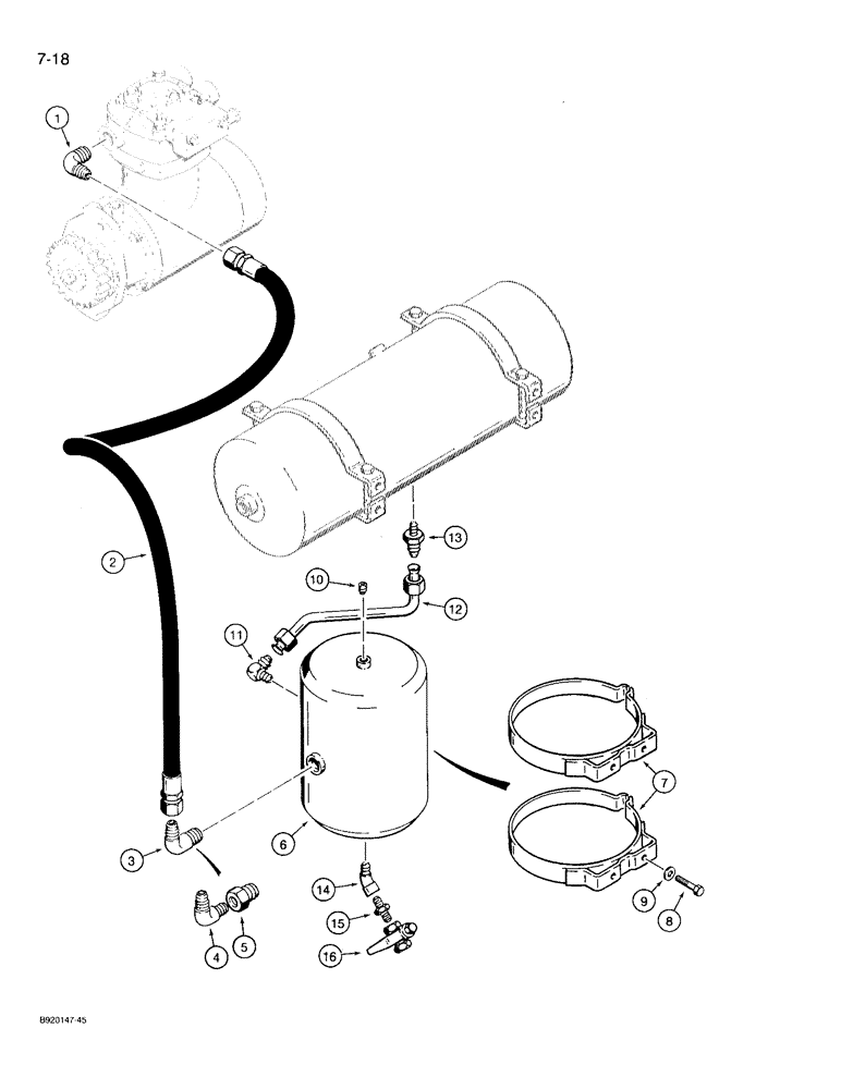 Схема запчастей Case 721 - (7-18) - AIR COMPRESSOR SYSTEM, COMPRESSOR TO LOWER RESERVOIR (07) - BRAKES