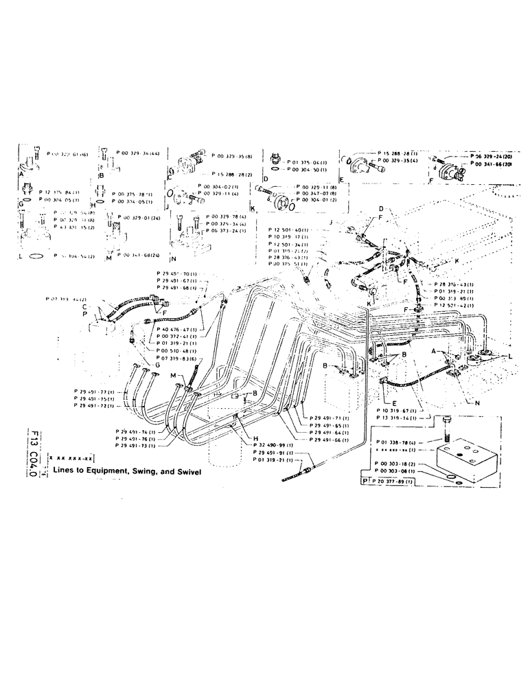 Схема запчастей Case 220CKS - (40) - LINES TO EQUIPMENT, SWING, AND SWIVEL (07) - HYDRAULIC SYSTEM