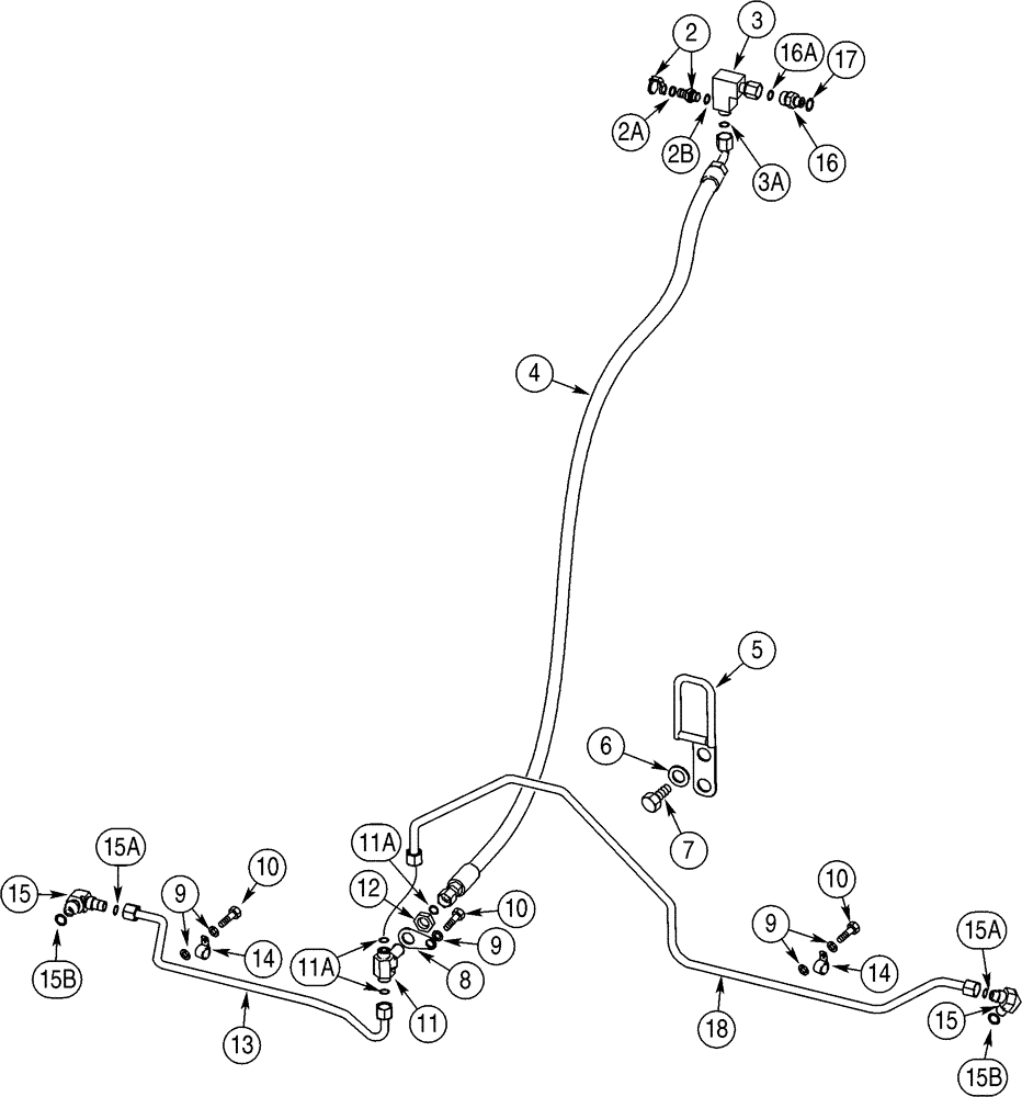 Схема запчастей Case 521D - (07-07) - HYDRAULICS - BRAKE, MAIN (MAIN BRAKE VALVE TO REAR AXLE) (07) - BRAKES