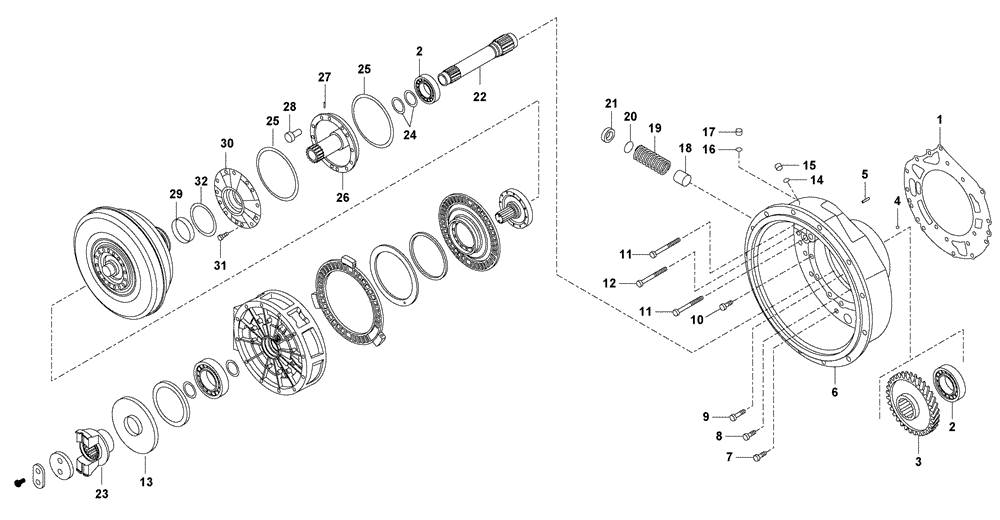 Схема запчастей Case 330B - (18A00010967[001]) - DRIVE PLATE, GEARBOX W/RETARDER (87568752) (03) - Converter / Transmission