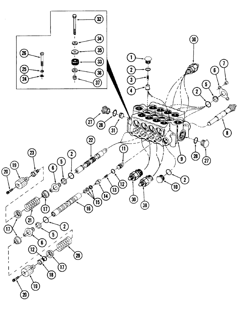 Схема запчастей Case 880 - (200) - 4-SPOOL MAIN CONTROL VALVE (07) - HYDRAULIC SYSTEM