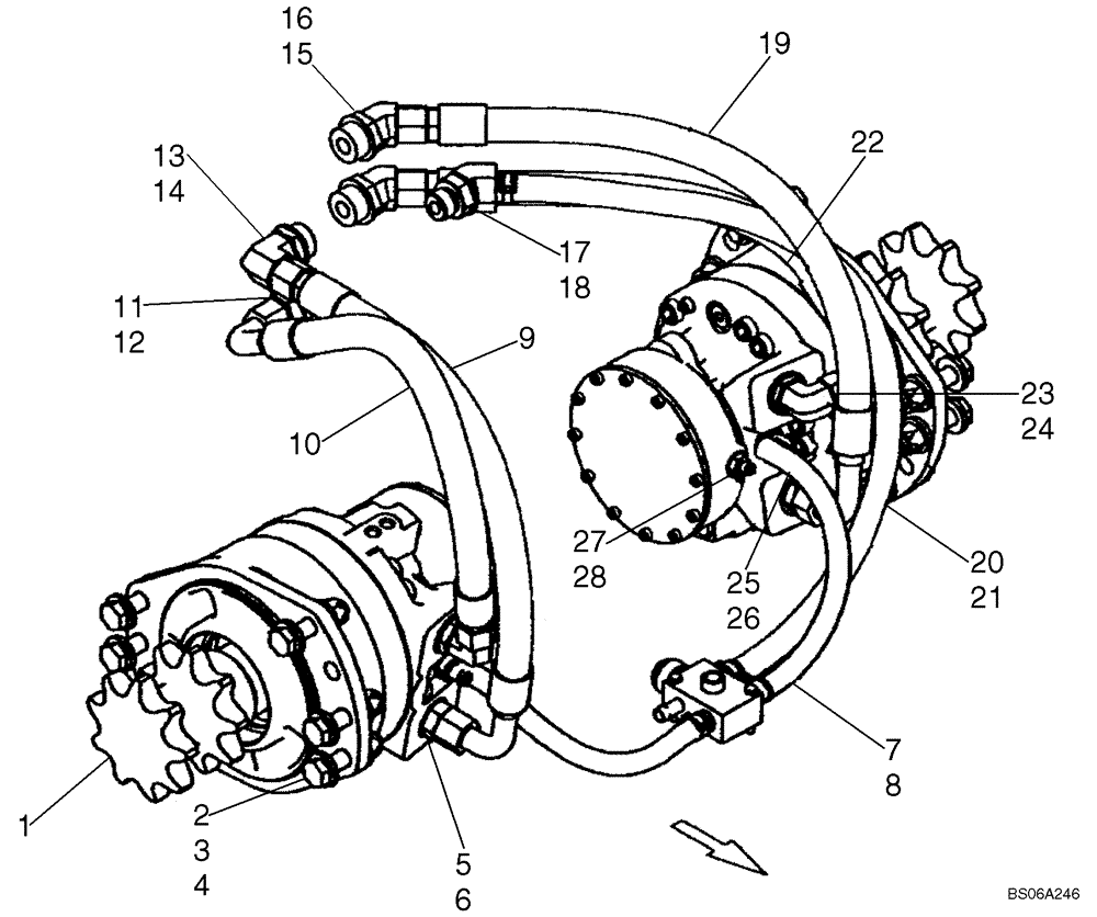 Схема запчастей Case 450 - (06-07A) - HYDROSTATICS - DRIVE MOTORS (450 WITH IN-LINE PUMP CONFIGURATION) (06) - POWER TRAIN