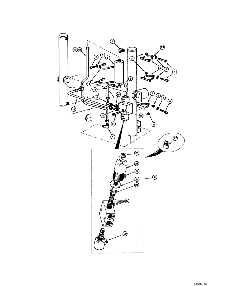 Схема запчастей Case 845 - (08.13[00]) - BLADE HYDRAULIC CIRCUIT - LIFTING ACCUMULATOR (OPTIONAL) (08) - HYDRAULICS