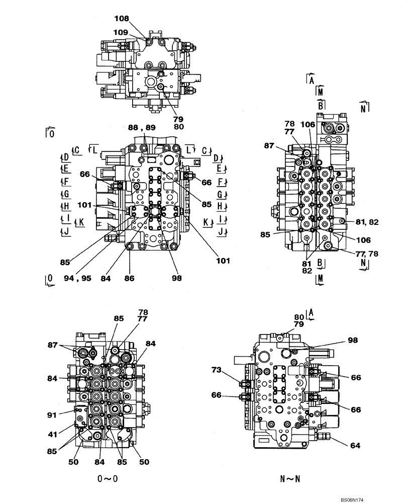 Схема запчастей Case CX290B - (08-57) - KBJ12141 VALVE ASSY - CONTROL (08) - HYDRAULICS