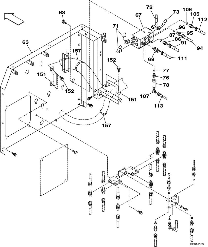 Схема запчастей Case CX290 - (08-26) - HYDRAULICS - PILOT CONTROL LINES (08) - HYDRAULICS