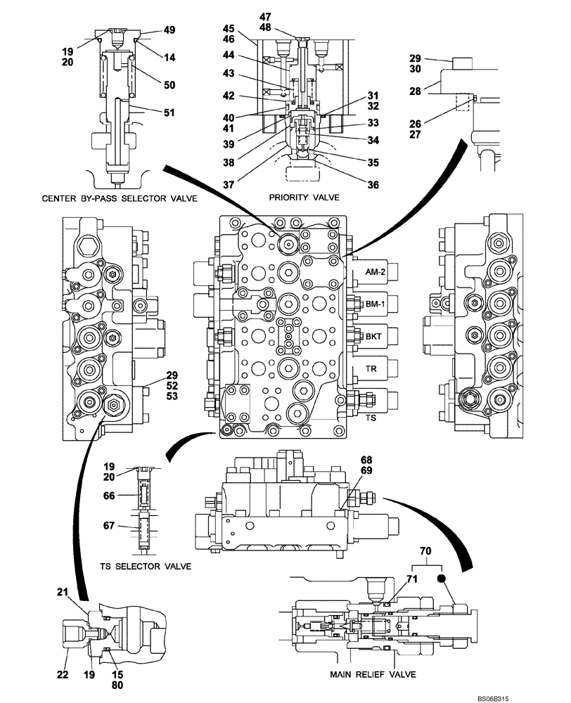 Схема запчастей Case CX700 - (08-202-00[01]) - CONTROL VALVE (08) - HYDRAULICS