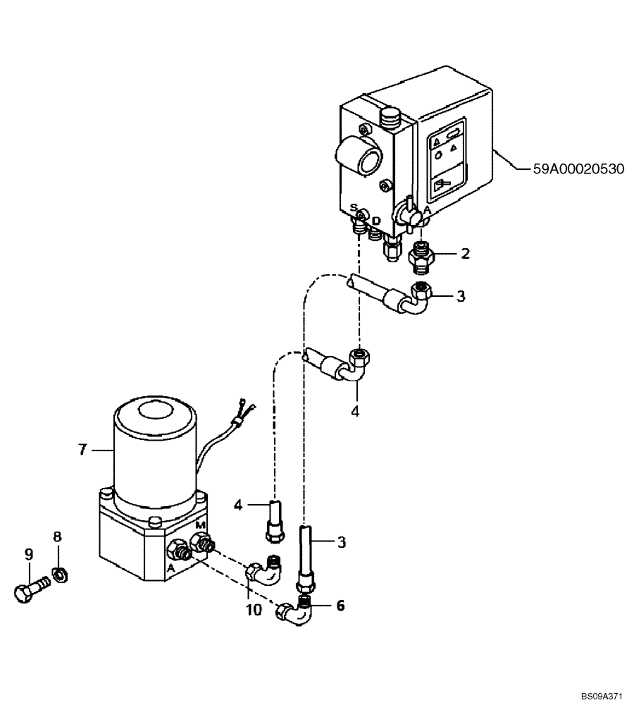 Схема запчастей Case 330B - (59A00010549[001]) - PUMP, HYDRAULIC HOOD TILT (P.I.N. HHD0330BN7PG57000 AND AFTER) (84190593) (10) - Cab/Cowlings