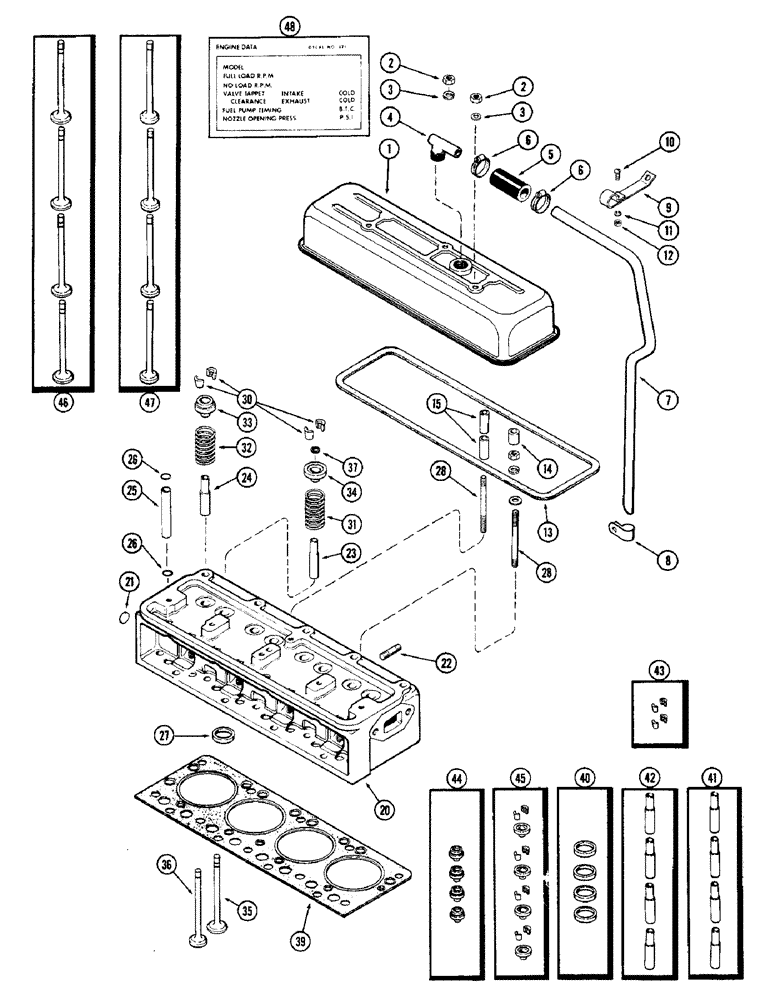 Схема запчастей Case 310G - (030) - CYLINDER HEAD ASSEMBLY, (148B) SPARK IGNITION ENGINE (01) - ENGINE