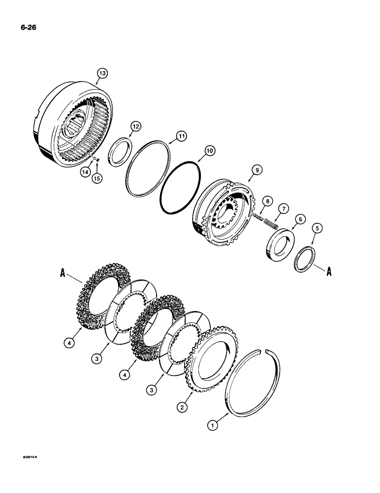 Схема запчастей Case 550 - (6-26) - TRANSMISSION HIGH AND LOW SPEED CLUTCH ASSEMBLIES (06) - POWER TRAIN