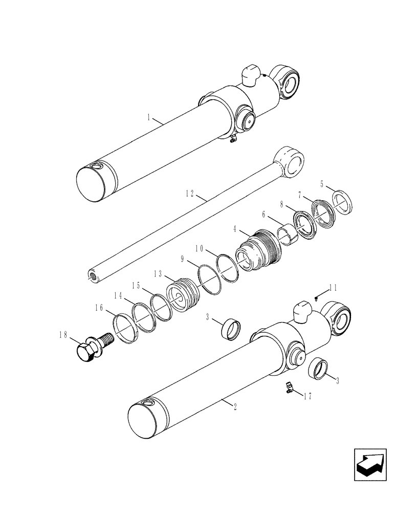 Схема запчастей Case 580SM - (35.738.01[03]) - CYLINDER ASSY - LOADER BUCKET (35) - HYDRAULIC SYSTEMS