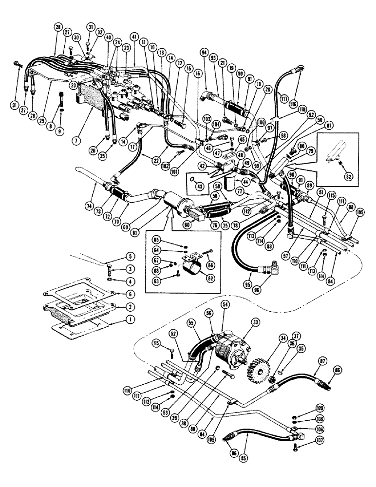 Схема запчастей Case 800 - (150) - HYDRAULIC SYSTEM, (USED FROM SERIAL #7081372), BRAKE LINE HYDRAULIC SYSTEM (07) - HYDRAULIC SYSTEM