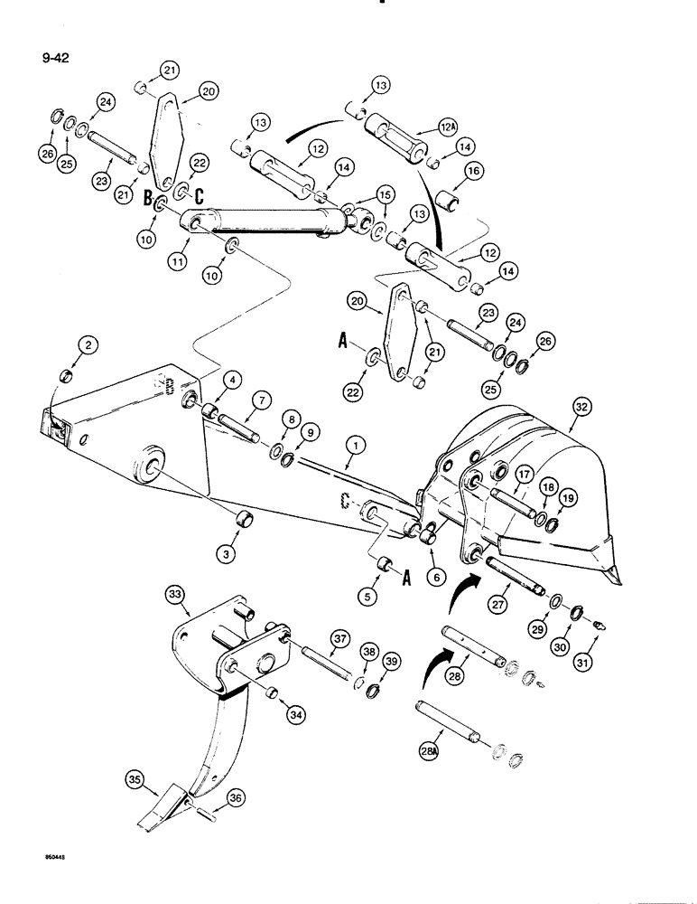 Схема запчастей Case 35C WL - (9-42) - DIPPER AND BUCKET (09) - CHASSIS/ATTACHMENTS