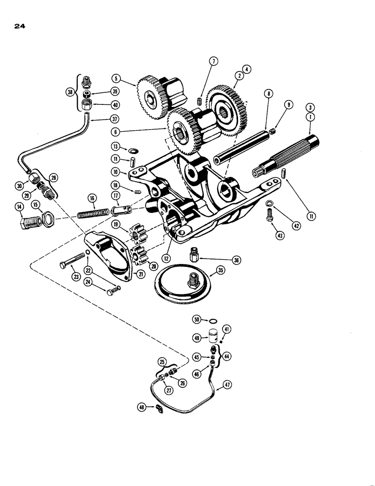 Схема запчастей Case 850 - (024) - BALANCER AND OIL PUMP, (301)DIESEL ENGINE (01) - ENGINE