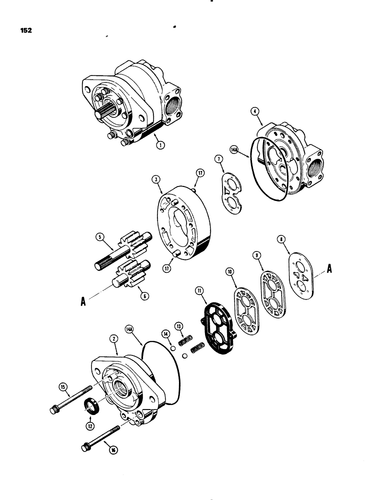 Схема запчастей Case 450B - (152) - D41390 HYDRAULIC PUMP (07) - HYDRAULIC SYSTEM