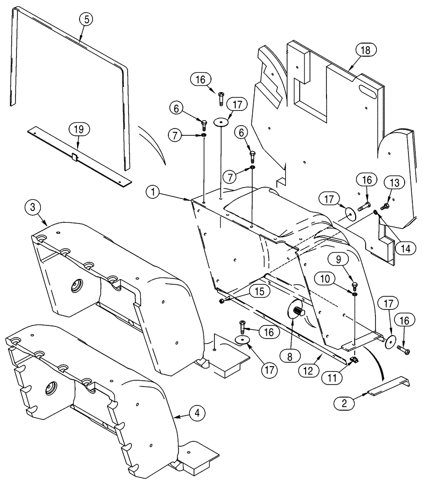 Схема запчастей Case 75XT - (09-40) - CANOPY, ROPS - HEAT SHIELD (09) - CHASSIS