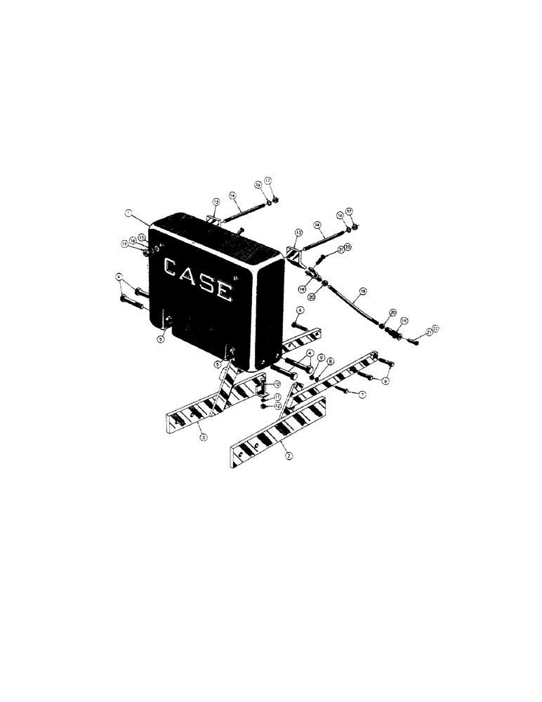 Схема запчастей Case 520 - (122) - REAR COUNTERWEIGHT, 1400 POUND (05) - UPPERSTRUCTURE CHASSIS