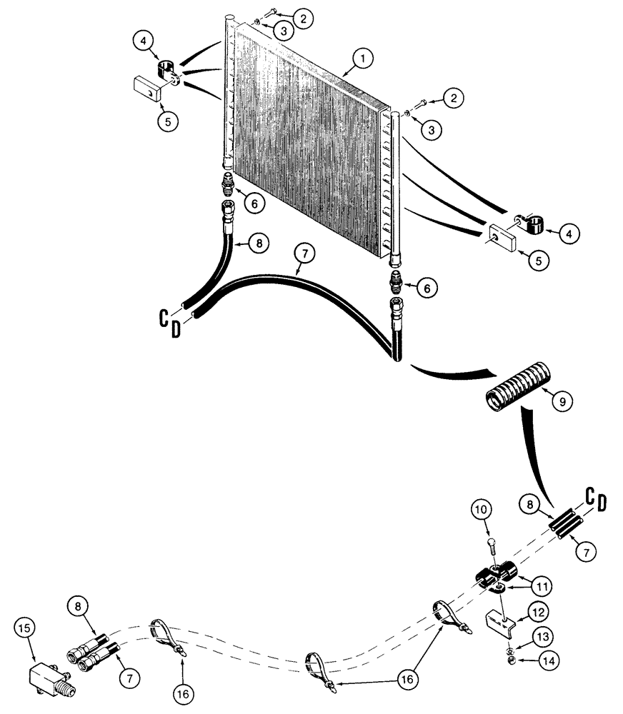 Схема запчастей Case 855E - (8-042) - BACKHOE HYDRAULIC CIRCUIT, COOLING SYSTEM (08) - HYDRAULICS