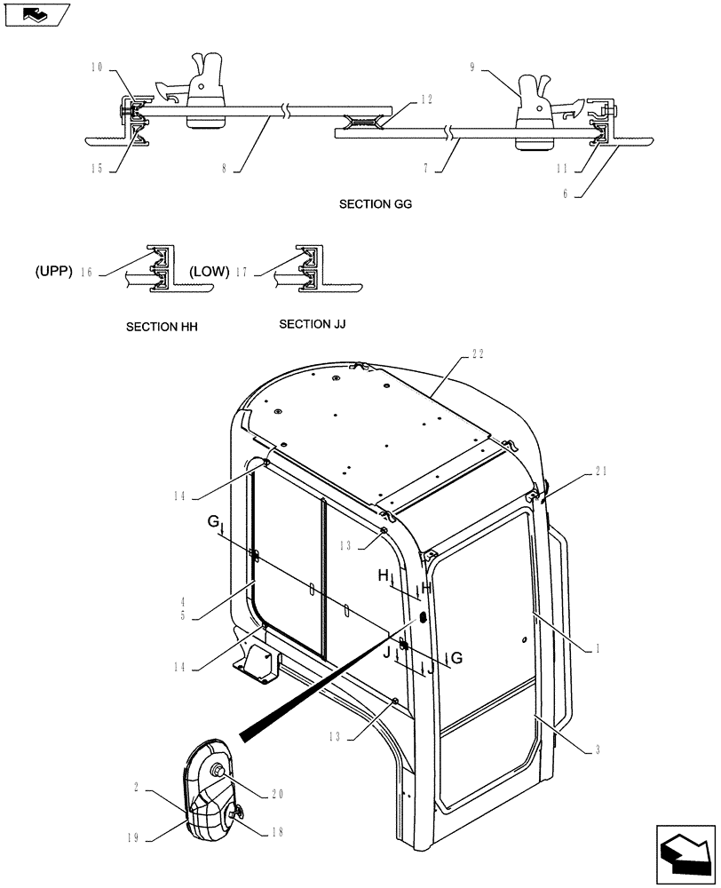 Схема запчастей Case CX27B ASN - (90.150.10) - CAB INSTALL (WITH HEAD GUARD) (90) - PLATFORM, CAB, BODYWORK AND DECALS