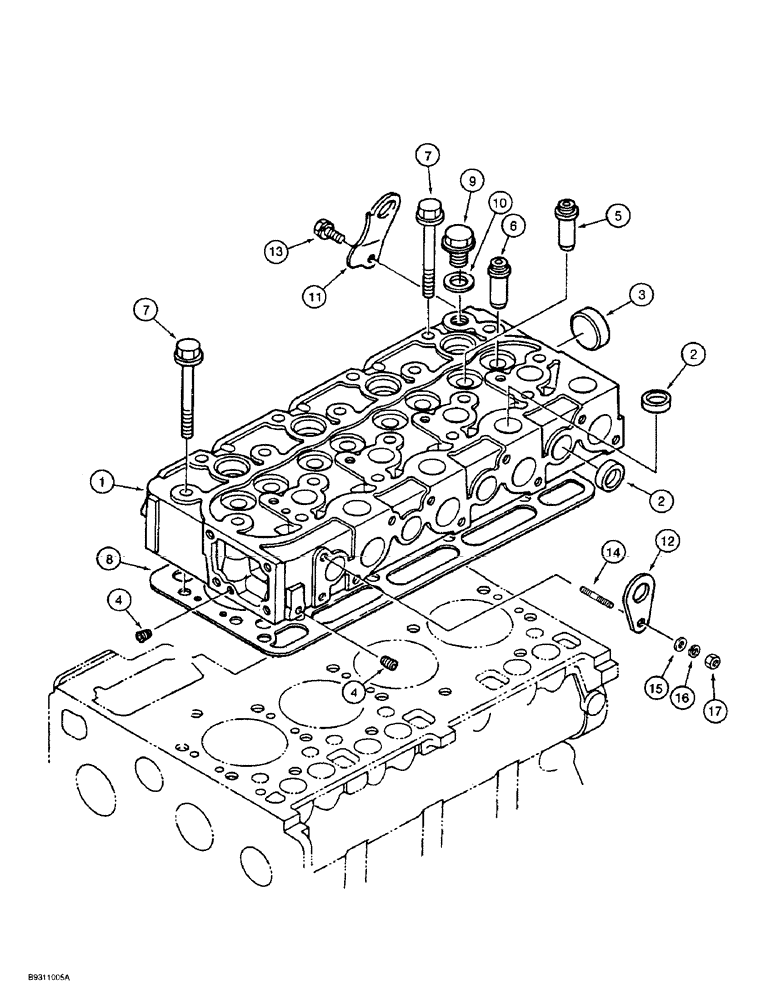 Схема запчастей Case 1838 - (2-14) - CYLINDER HEAD, KUBOTA V2203 ENGINE (02) - ENGINE