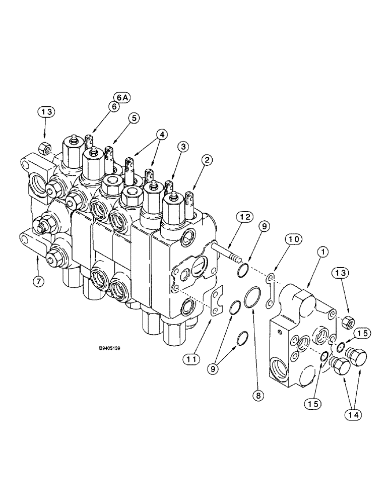 Схема запчастей Case 570LXT - (8-087A) - BACKHOE CONTROL VALVES, MODELS W/ EXTENDABLE DIPPER, AND W/O AUXILIARY HYDRAULICS (08) - HYDRAULICS