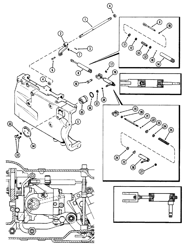 Схема запчастей Case 580B - (136) - HYDROSTATIC DRIVE CONTROL LINKAGE (06) - POWER TRAIN