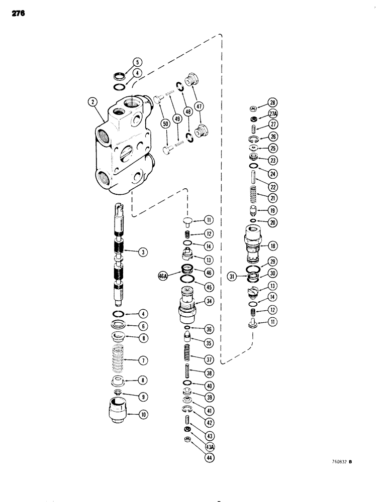 Схема запчастей Case 680G - (276) - BACKHOE CONTROL VALVE, BOOM SECTION (08) - HYDRAULICS