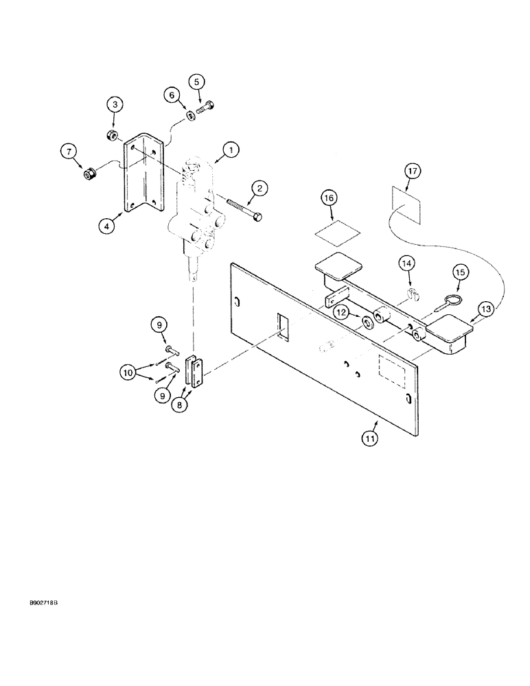 Схема запчастей Case 1818 - (8-14) - AUXILIARY CONTROLS AND VALVE MOUNTING (08) - HYDRAULICS