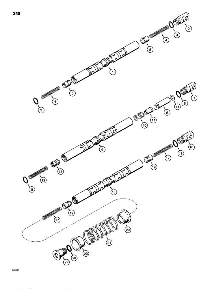 Схема запчастей Case 680H - (240) - HYDRECO LOADER CONTROL VALVE, VALVE SPOOLS, BUCKET SPOOL (08) - HYDRAULICS