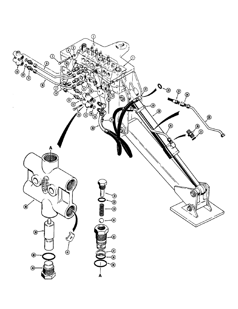 Схема запчастей Case 680CK - (198) - STABILIZER CYLINDER LOCKING VALVES AND RELATED PARTS, L46353 (35) - HYDRAULIC SYSTEMS