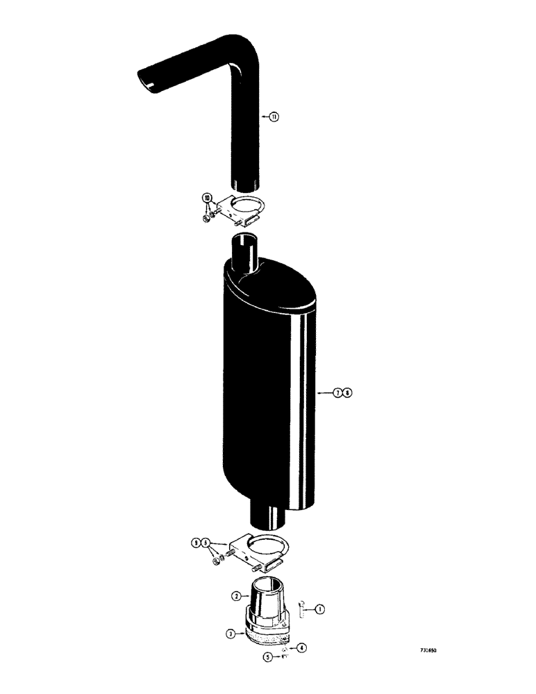 Схема запчастей Case 1700-SERIES - (066) - MUFFLERS AND EXHAUST SYSTEMS, USED BEFORE SERIAL NO. 9816499 (10) - ENGINE