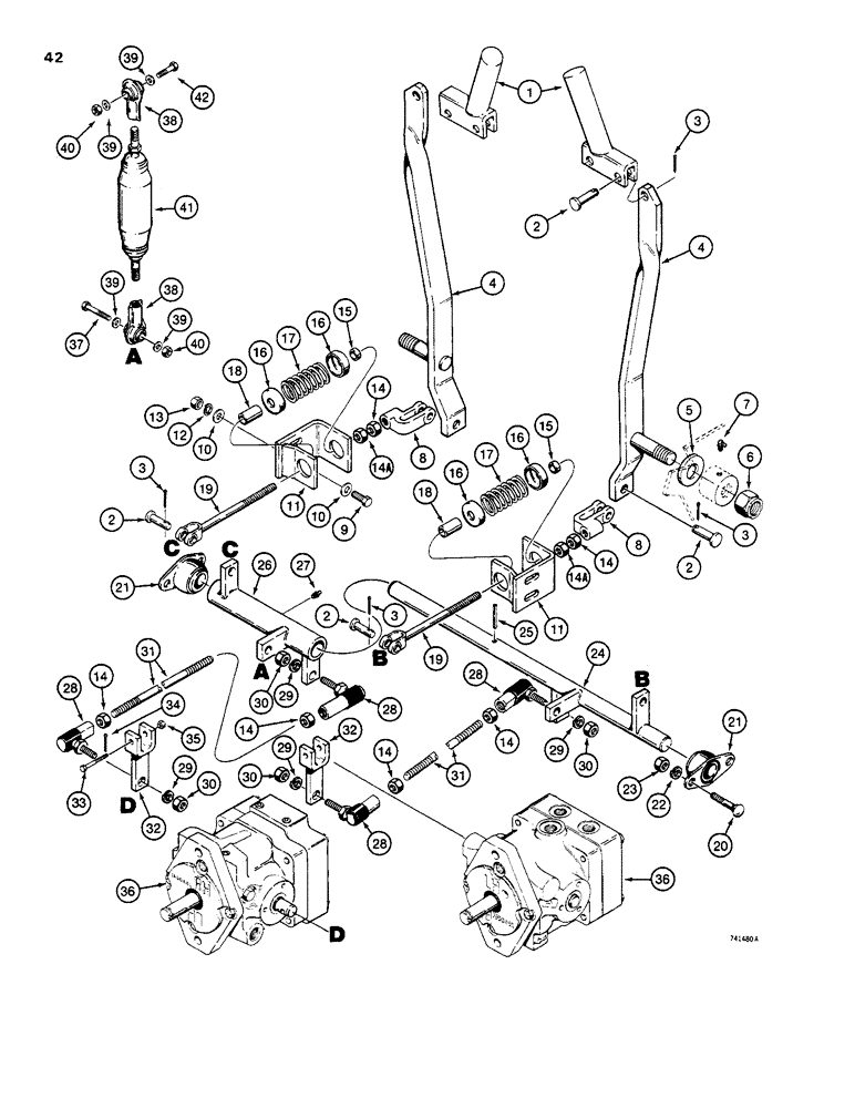 Схема запчастей Case 1816B - (42) - CONTROLS, FORWARD AND REVERSE (90) - PLATFORM, CAB, BODYWORK AND DECALS