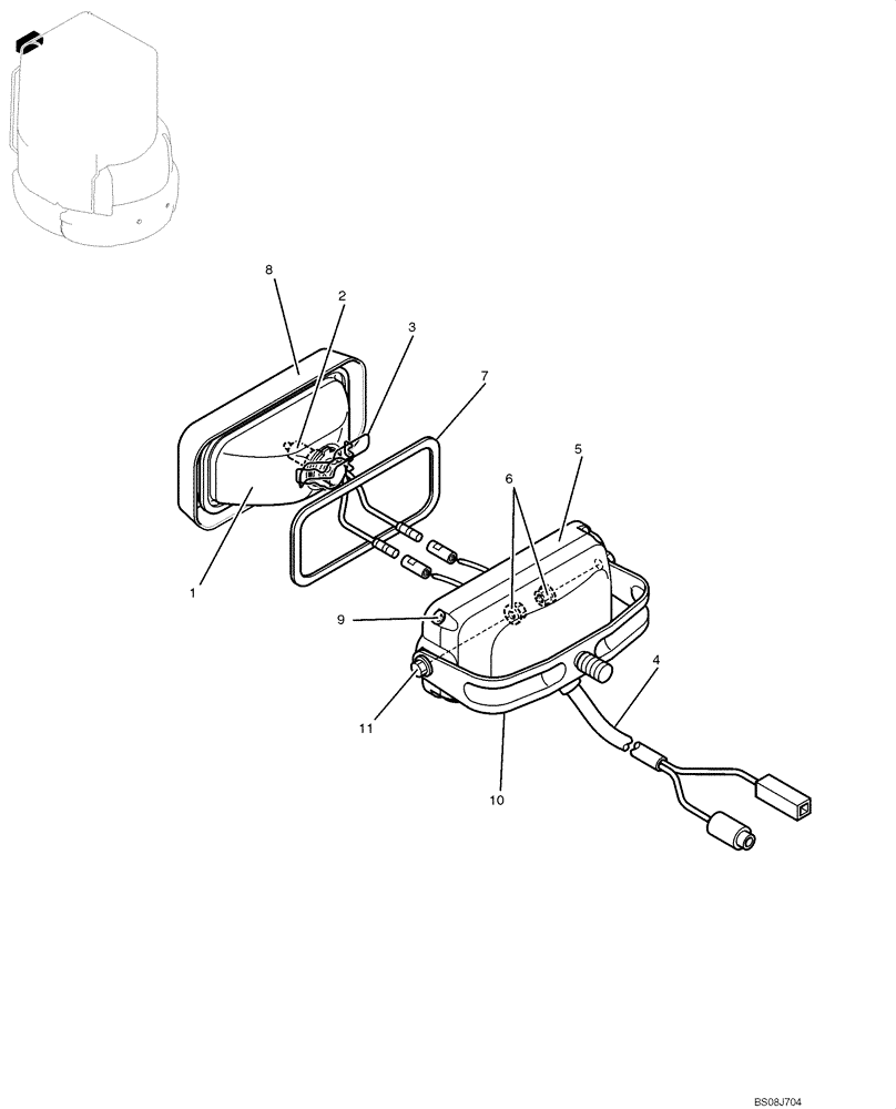 Схема запчастей Case CX50B - (01-064) - LIGHT ASSY (PW80S00004F1) (05) - SUPERSTRUCTURE