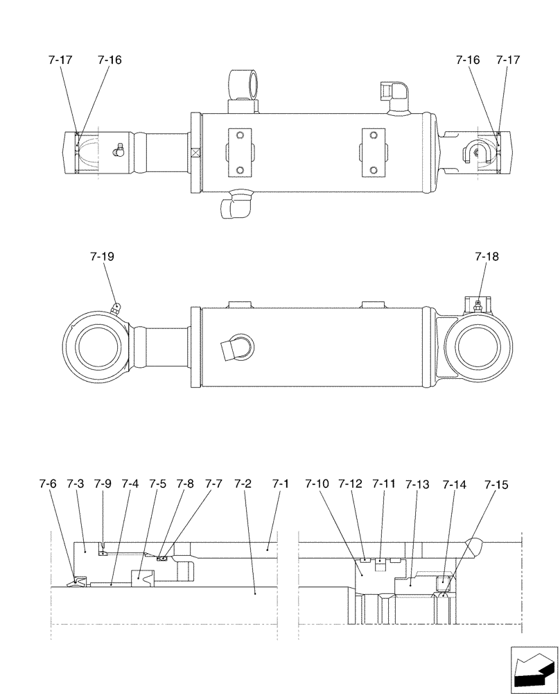 Схема запчастей Case CX50B - (02-023[02]) - CYLINDER INSTAL, DOZER (35) - HYDRAULIC SYSTEMS