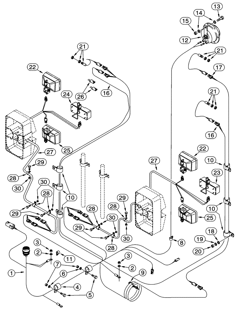 Схема запчастей Case 721C - (04-07) - HARNESS, FRONT - LAMPS AND SWITCHES (04) - ELECTRICAL SYSTEMS