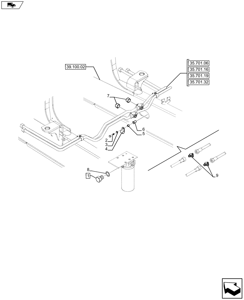 Схема запчастей Case 590SN - (35.350.1002) - HYDRAULICS - NO RIDE CONTROL (35) - HYDRAULIC SYSTEMS