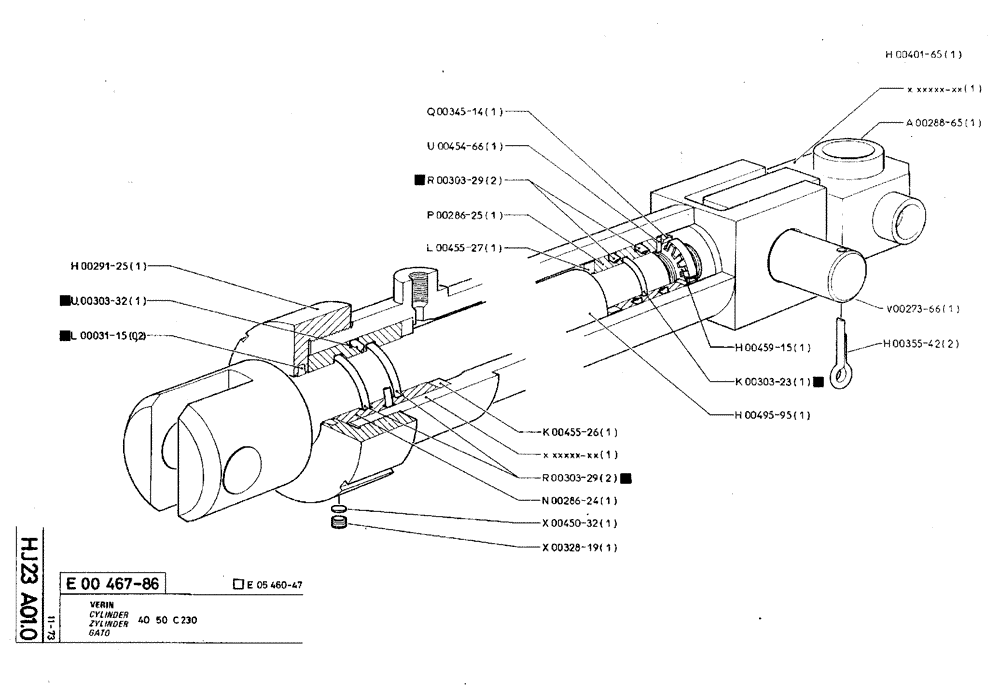 Схема запчастей Case TY45 - (HJ23 A01.0) - CYLINDER - 40 50 C230 (07) - HYDRAULIC SYSTEM