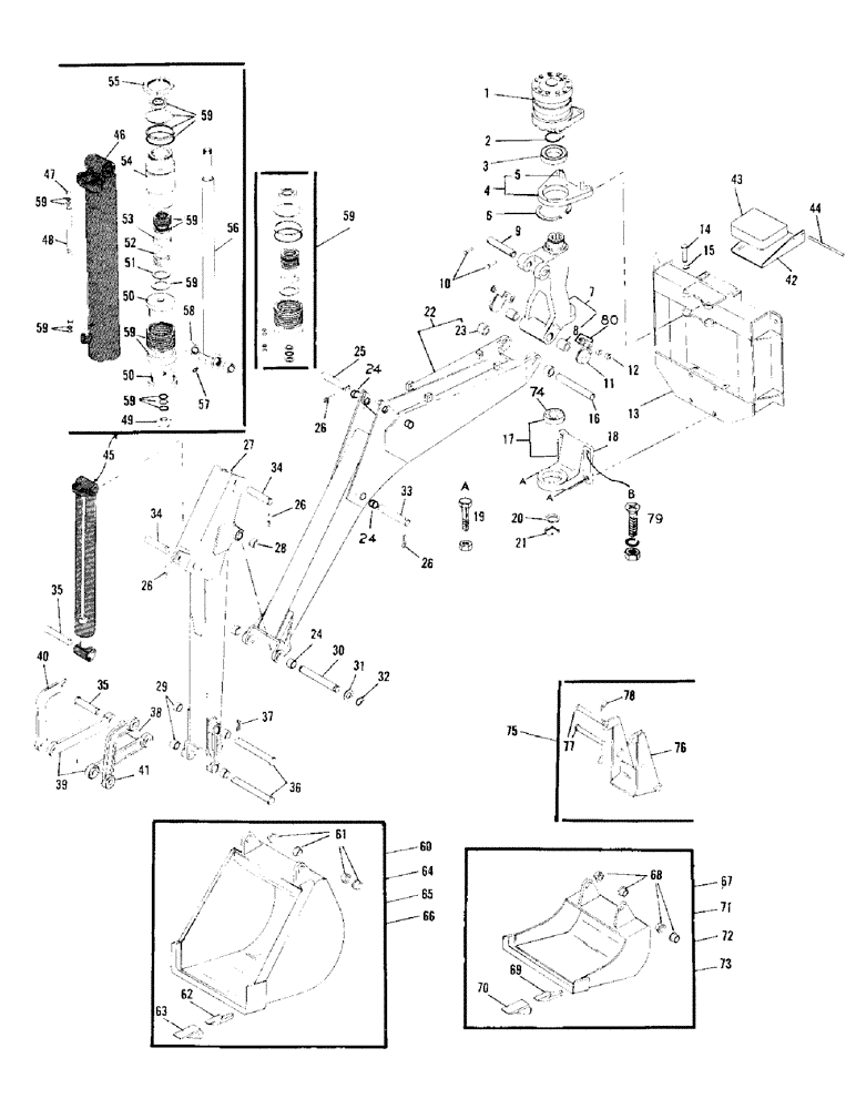 Схема запчастей Case D175 - (06) - MAIN FRAME, BOOM, DIPPER STICK, BUCKET CYLINDER 