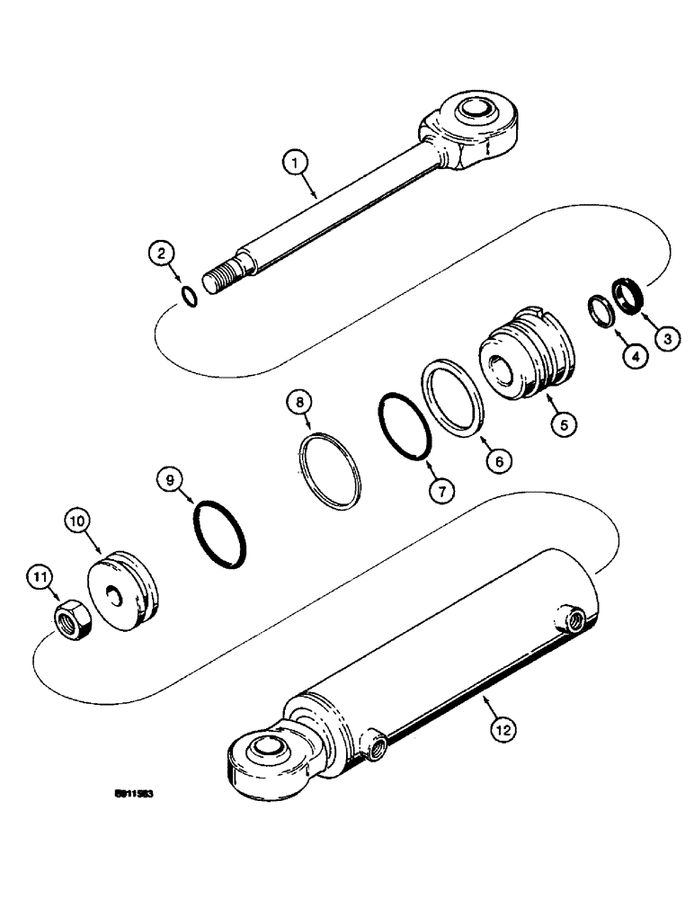 Схема запчастей Case 660 - (8-102) - PLOW BLADE STEERING CYLINDER - H674932 (08) - HYDRAULICS