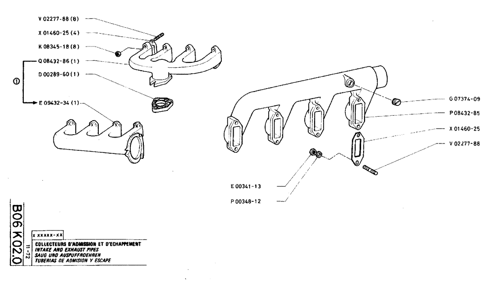 Схема запчастей Case TY45 - (B06 K02.0) - INTAKE AND EXHAUST PIPES (01) - ENGINE