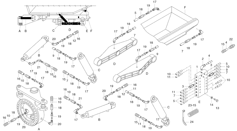 Схема запчастей Case 325 - (6.758A[02A]) - GREASING SYSTEM - REAR FRAME (10) - Cab/Cowlings