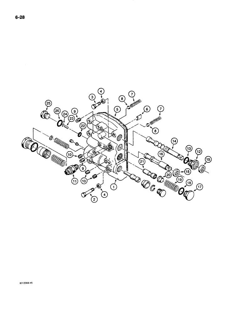 Схема запчастей Case W11B - (6-028) - FUNK TRANSMISSION, CONTROL VALVE (06) - POWER TRAIN