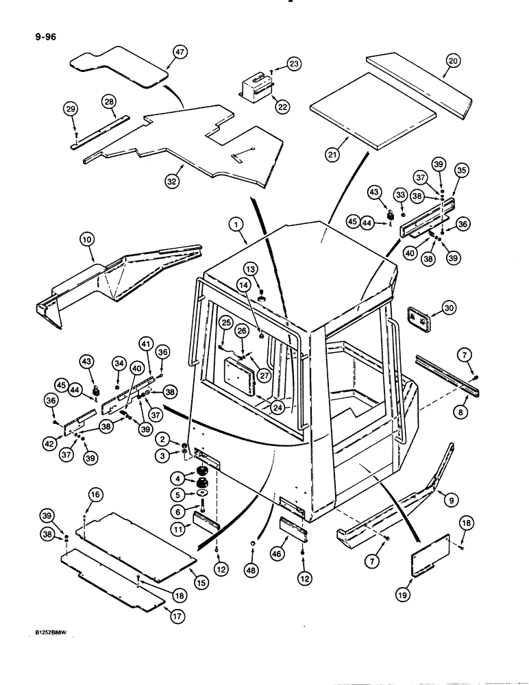 Схема запчастей Case 621 - (9-096) - CANOPY (09) - CHASSIS/ATTACHMENTS